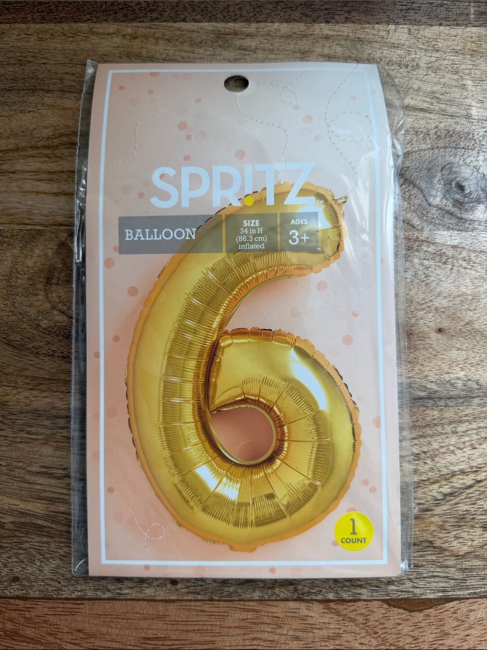Spritz Gold Foil Number 6 Party Balloon